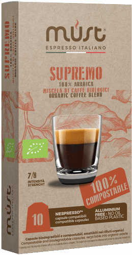 Supremo Arabica coffee capsules for Nespresso